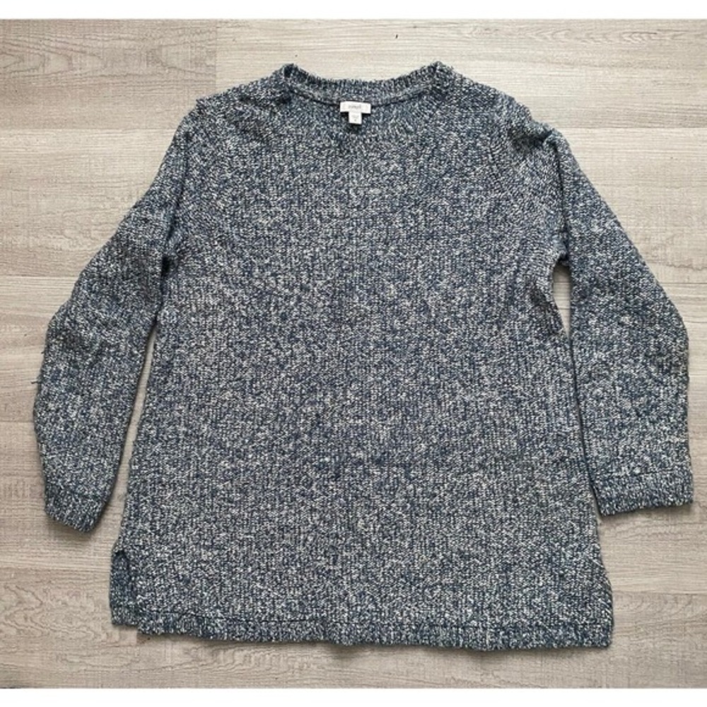 J.Jill Purejill Blue Crew Neck Pullover Cotton Lightweight Sweater M Medium